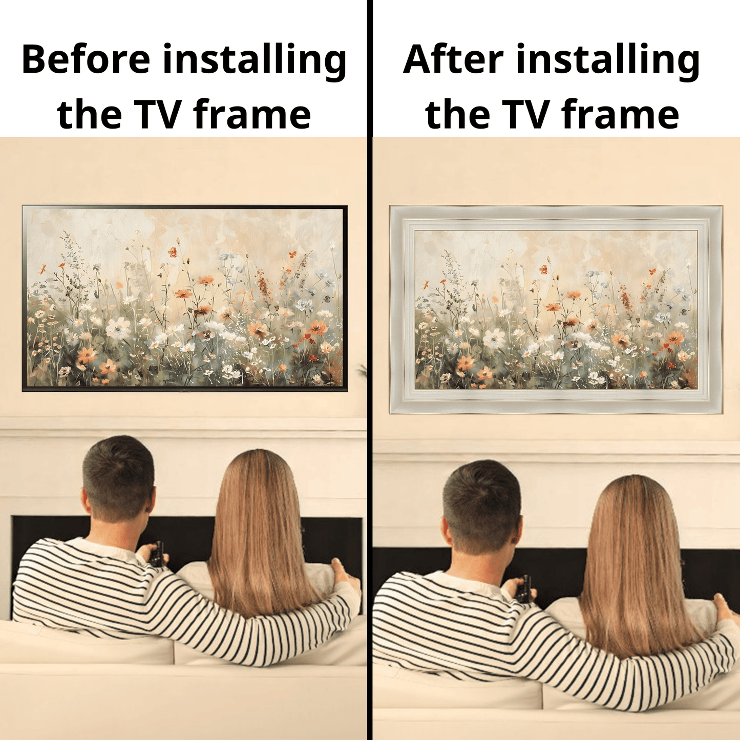 Elegant Gold Edge TV Frame, Samsung frame Tv bezel, Custom brand tv FrameL2209ML